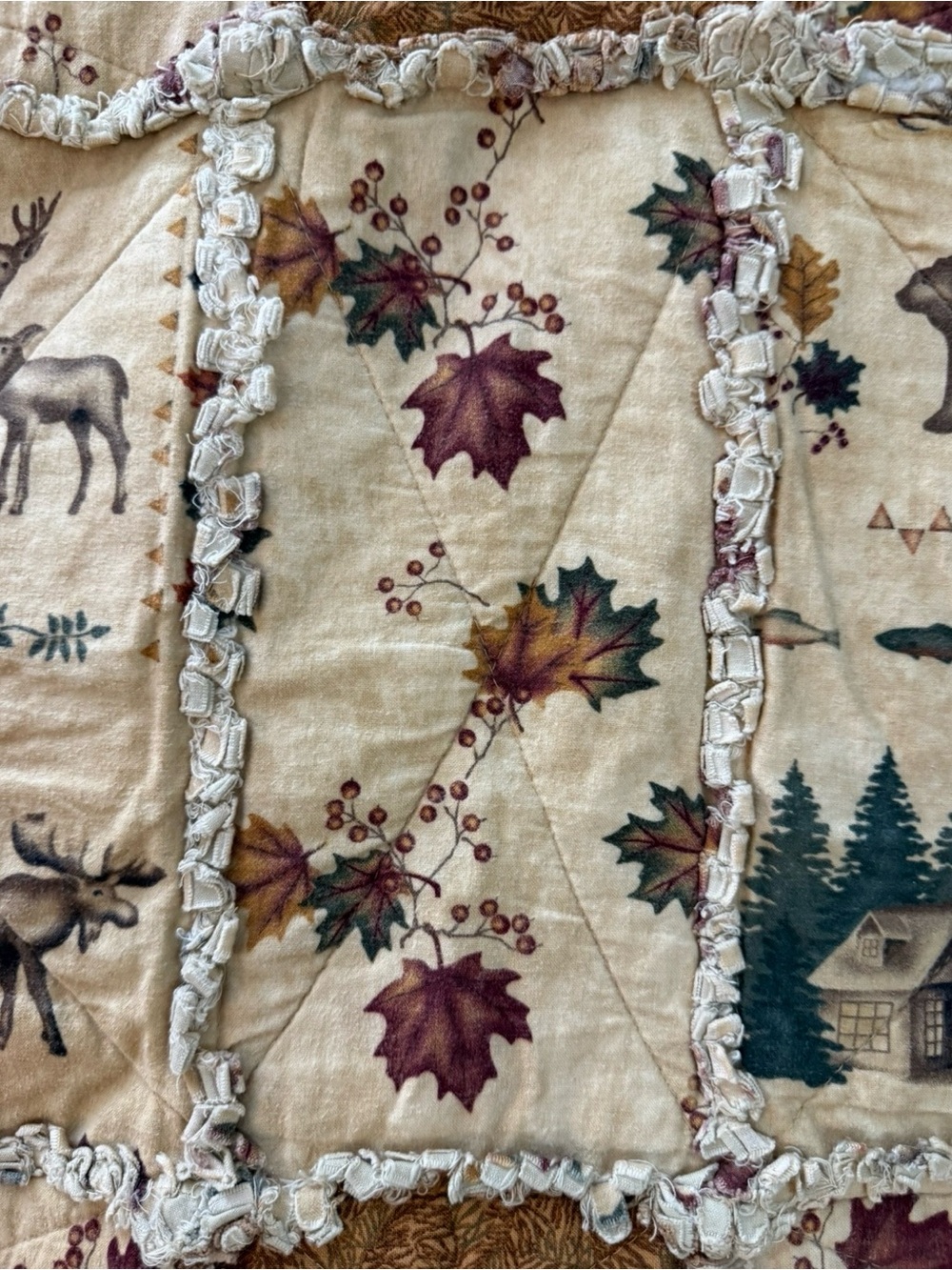 Wildlife Tan 47” X 71” Handmade Quilt - Picture 7 of 12